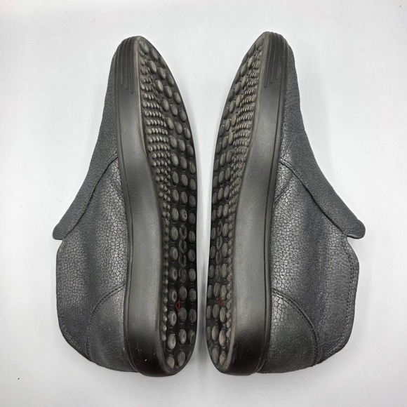 ECCO Bootie Womens 41 Gray Metallic Leather Extra Width Zipper Comfort Sneaker - Picture 8 of 15